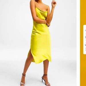 Satin Cowl Neck Asymmetrical
Hem Maxi Slip Dress